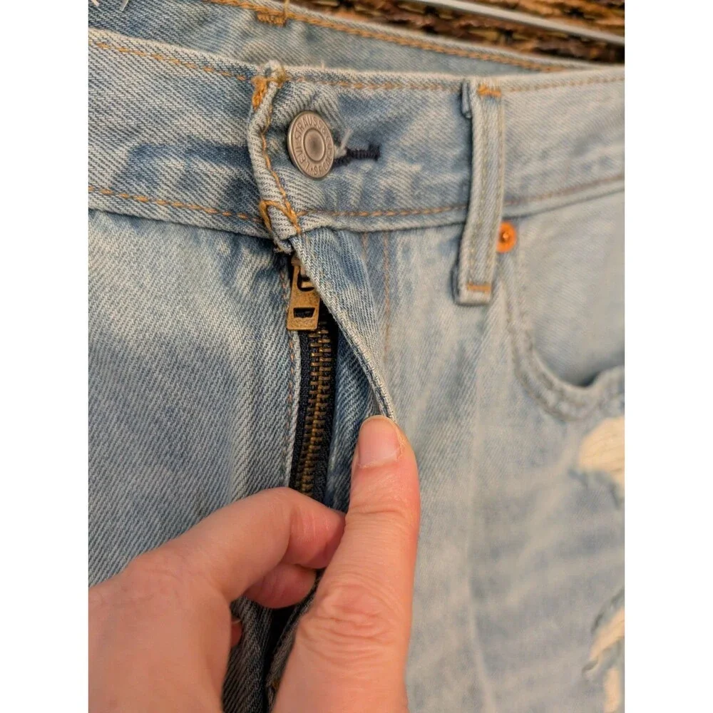 Levi's 412 Mens Jorts Distressed Frayed Hem Jean Shorts 29 Bermuda Slim Fit